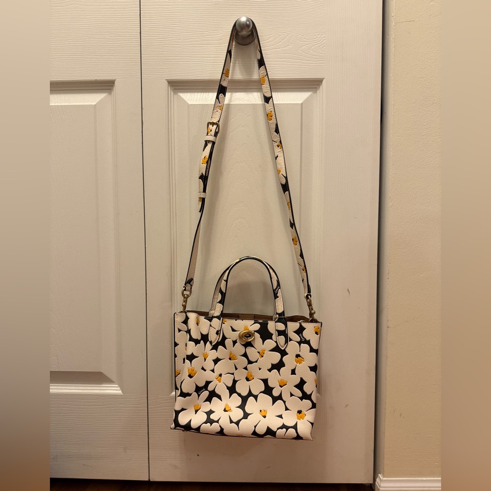 Coach Black and White Floral Crossbody Bag